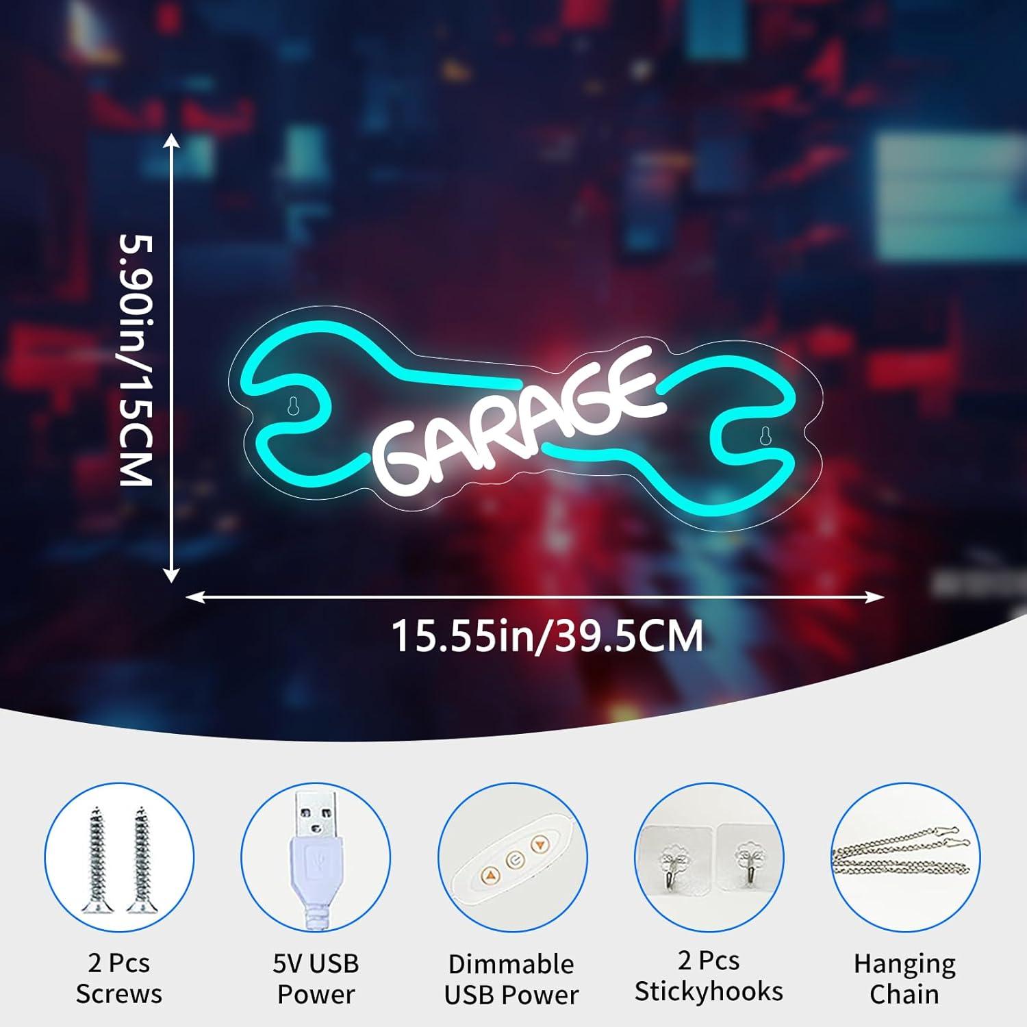 Garage Neon Sign USB Powered L - огляд і ціна Auto Repair Shop Signs
