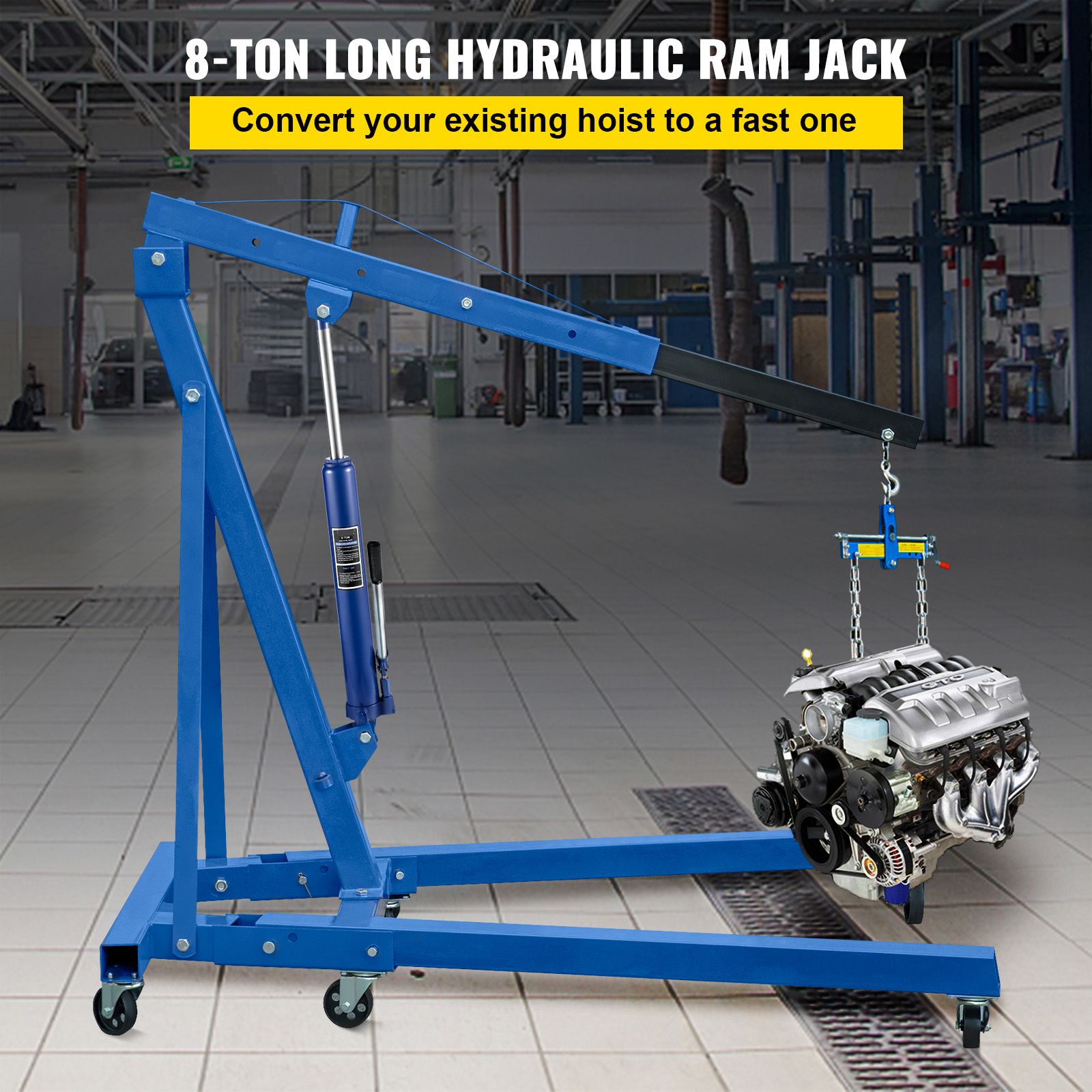 Hydraulic Long Ram Jack, 8 Ton - огляд і ціна Engine Hoist Crane