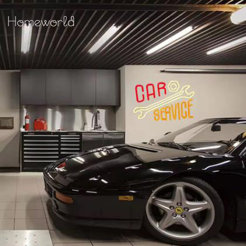 Car Service Neon Sign  Warm Wh - огляд і ціна Auto Repair Shop Signs