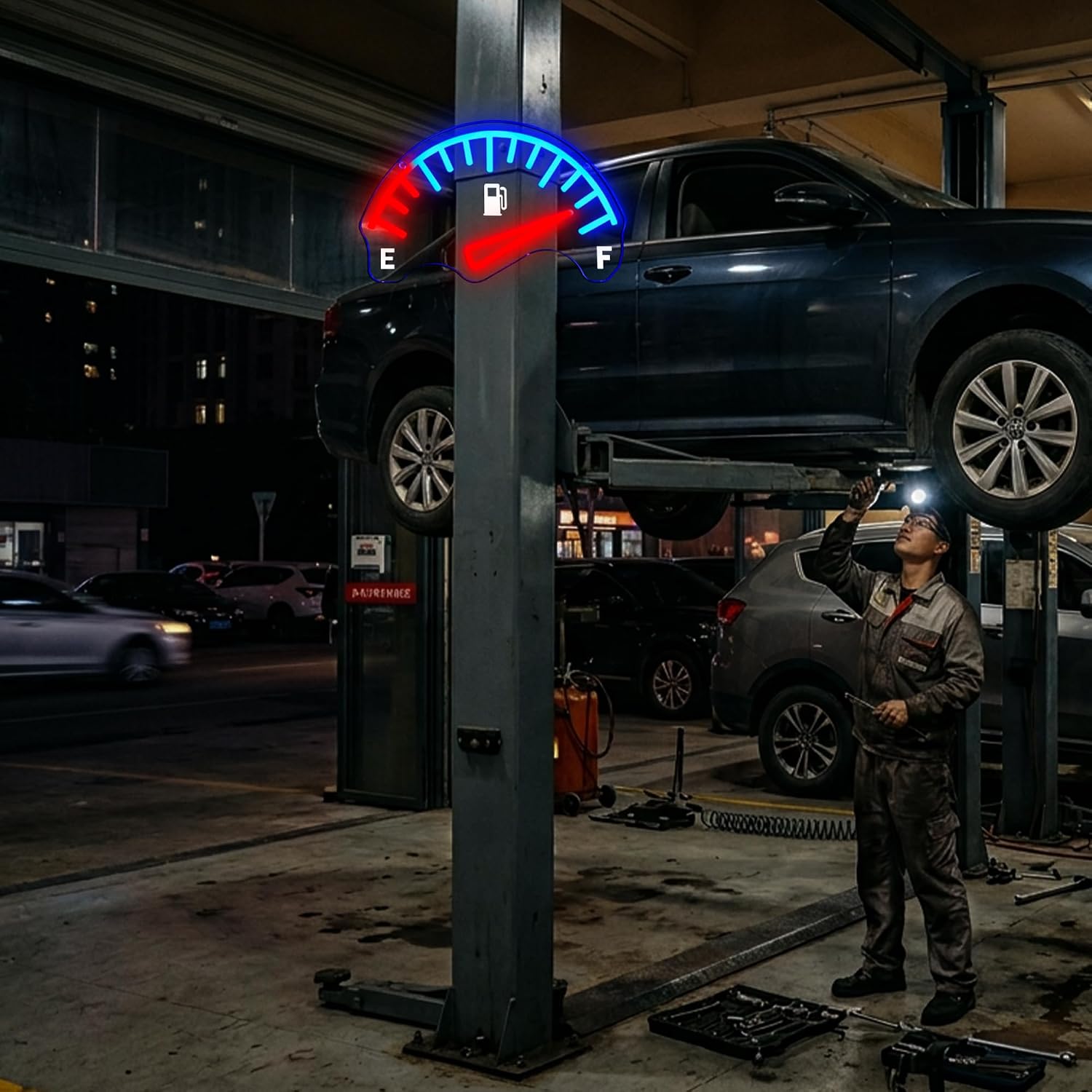 Car Fuel Gauge Meter LED Neon  - огляд і ціна Auto Repair Shop Signs