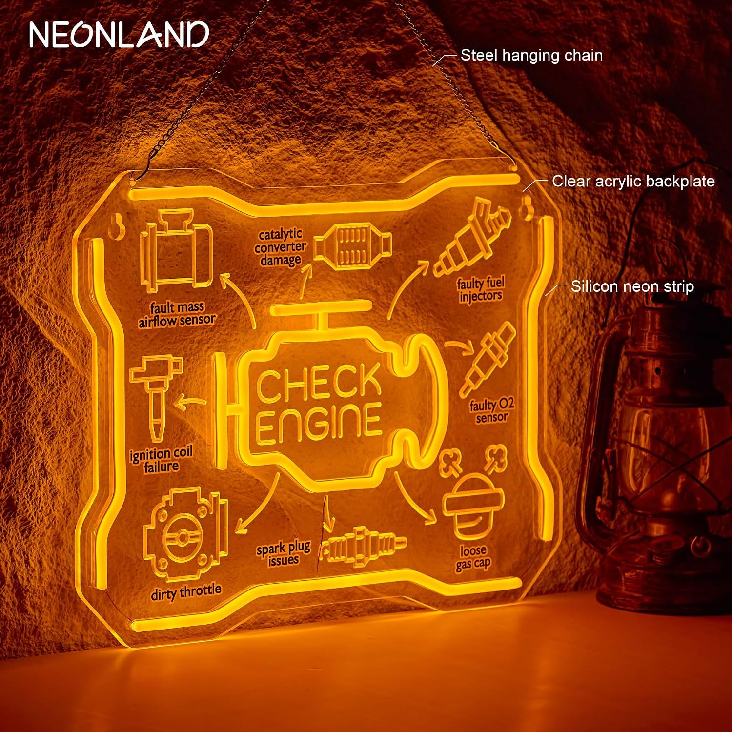 Check Engine Neon Sign USB LED - огляд і ціна Auto Repair Shop Signs