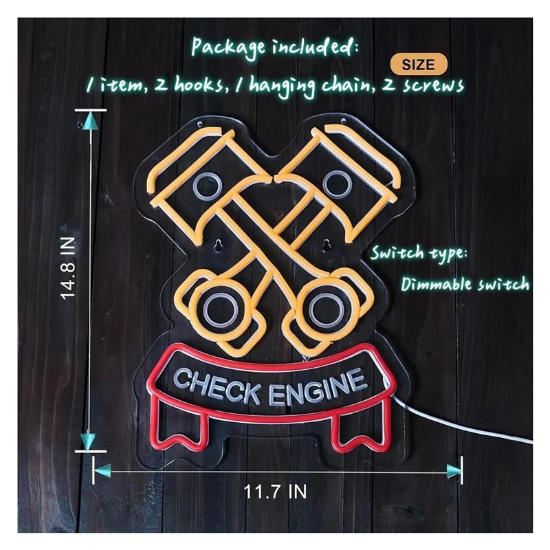 Check Engine Neon Sign For Aut - огляд і ціна Auto Repair Shop Signs